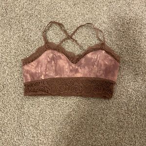 Mudd Blush Pink Velvet and Lace Bralette
